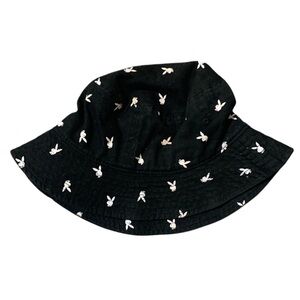 PLAYBOY Black Hat with White Bunny Design